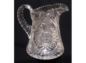 VERY FINE ANTIQUE ABP CUT GLASS CORSETED PITCHER, LATE 19TH - EARLY 20TH CENTURY
