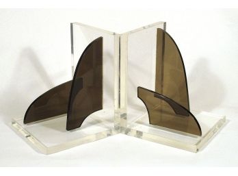 VINTAGE PAIR OF ACRYLIC 'SPACE AGE' MID-CENTURY MODERN BOOKENDS