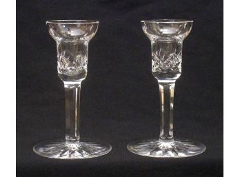 PAIR OF WATERFORD 'LISMORE' CUT CRYSTAL CANDLESTICKS