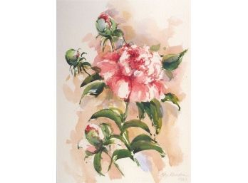 KAY KANDRA (AMERICAN, BORN 1937): TWO SIGNED AND FRAMED WATERCOLORS OF PEONY FLOWERS, 1980