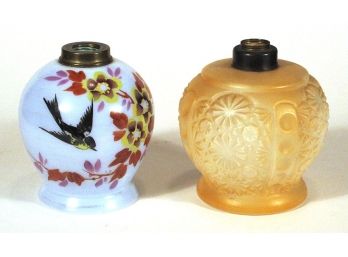 TWO SMALL GLASS VICTORIAN OIL LAMPS, 19TH CENTURY
