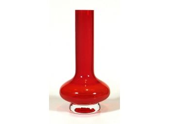 WATERFORD MARQUIS 'SAMBA' RED AND CLEAR GLASS VASE