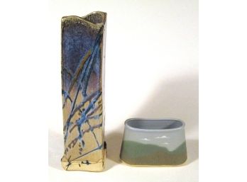 TWO VINTAGE AMERICAN STUDIO POTTERY VASES BY TERESA TAYLOR AND GAIL KASS