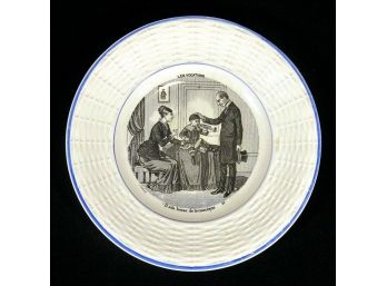 TWO ANTIQUE 'VOCATIONS' PLATES BY SARREGUMINES, FRANCE, INCLUDING RAILROAD AND PHRENOLOGY THEMES
