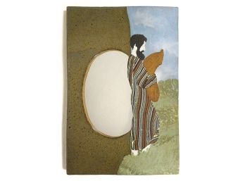 VINTAGE FIGURAL STUDIO POTTERY WALL MIRROR BY EMILY ROSSHEIM, VERMONT, LATE 20TH CENTURY