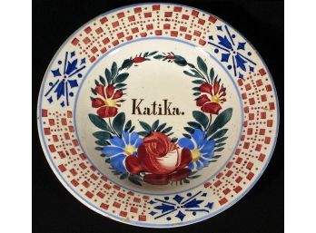 CHARMING ANTIQUE 'KATIKA' PERSONALIZED BOWL BY SCHOPFLIN ARMANDNE, HUNGARY, 1900 - 1910