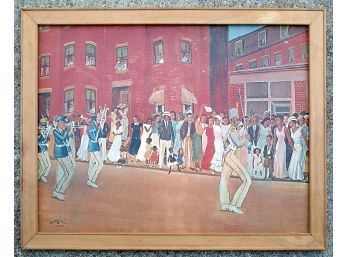 VINTAGE FRAMED PRINT OF A PAINTING BY AFRICAN-AMERICAN ARTIST ALLAN ROHAN CRITE