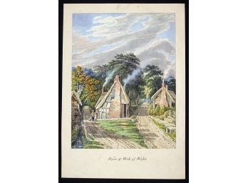 ANTIQUE BRITISH WATERCOLOR DEPICTING A COUNTRY LANE, EARLY 19TH CENTURY