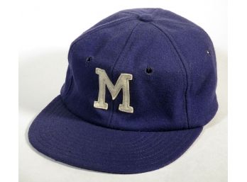 VINTAGE WOOL BASEBALL CAP FROM MANCHESTER WEST HIGH SCHOOL, NEW HAMPSHIRE, CIRCA 1950s