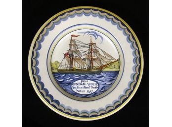 VINTAGE 'BRIG GENERAL WOOLF' HAND-PAINTED NAUTICAL PLATE OR CHARGER BY POOLE POTTERY, ENGLAND, 1970