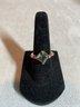 Sterlings Silver Fashion Ring With Green And Pink Stones, Size 6