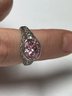 Sterling Silver Ring W/ Pink Gem Stone