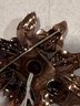 Vintage 1940s Very Large Sterling Silver Floral Brooch W/ Square