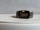 Sterling Silver Size 6  Ring With Brown Stone