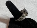 Sterling Silver Size 6  Ring With Brown Stone