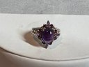 Sterling Silver Ring With Purple Stones