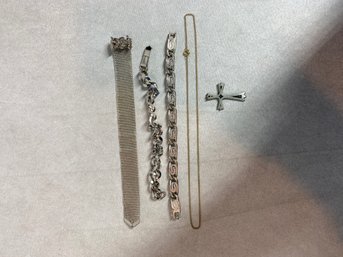 Bracelet, Necklace, And Cross Charm Lot