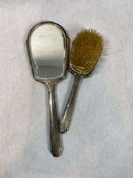 Sterling Silver Mirror & Brush