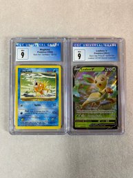 2 CGC Graded Pokemon Cards-Magikarp & Leafeaon V