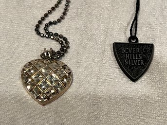 Sterling Silver Beverly Hills Silver Heart Necklace- 23' Long
