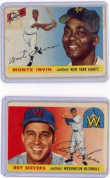 1955 Topps Monte Irvin Giants #100 And Roy Sievers Nationals #16 Vintage Baseball Cards 2 Total