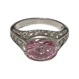 Sterling Silver Ring W/ Pink Gem Stone