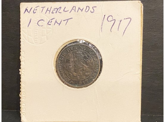 1917 Netherlands 1 Cent Coin