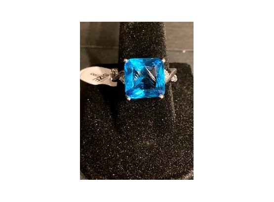Sterling Silver Ring With Large Blue Stone