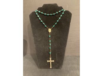 Beautiful Rosary -green And Gold Colors