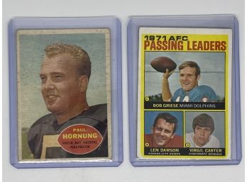 70's NFL Cards Paul Hornung Plus 1971 AFC Passing Leaders
