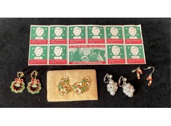 Christmas Earrings  And Stamps