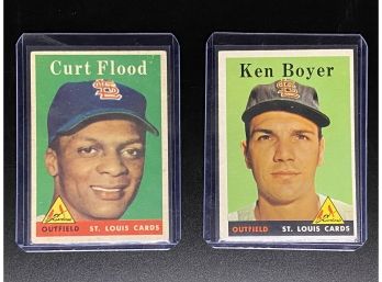 1958 Topps # 464 - CURT FLOOD - Rookie RC & 1958 Topps #350 Ken Boyer Cardinals