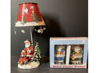 Santa Candle Light And Salt And Pepper Shakers