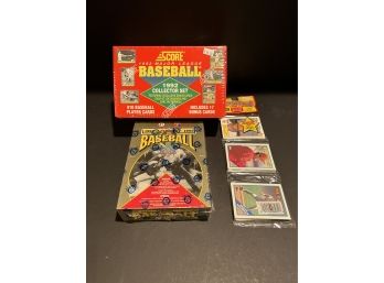 1993 O-Pee-Chee Sealed Baseball Box, 1992 Score Sealed Collector Set, & 1988 Sealed Rack Pack