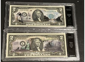 Uncirculated $2 Bill  FDR Memorial Note And Washington Monument Note