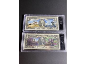 $2 Bills- Authenticated And Uncirculated - Wright Brothers & Vietnam Vets