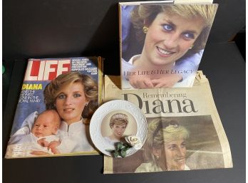 Princess Diana Plate, Book, And Magizine