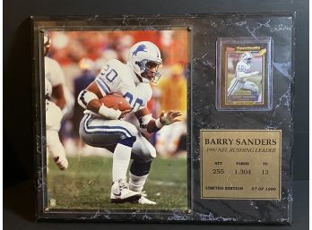 Barry Sanders Card On Plaque
