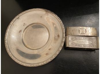 Sterling Silver Plate And Napkin Holders