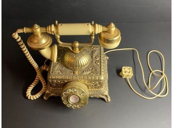 Vintage 1970s Rotary Dial Brass Victorian Style Telphone