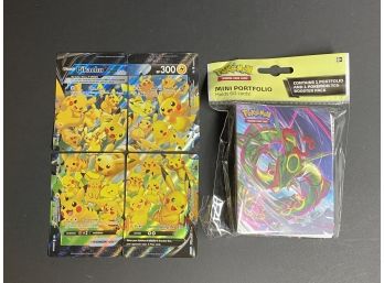Pokemon Mini Portfolio And Sword And Shield Evolving Skies Pack Plus Pikachu V-union Cards