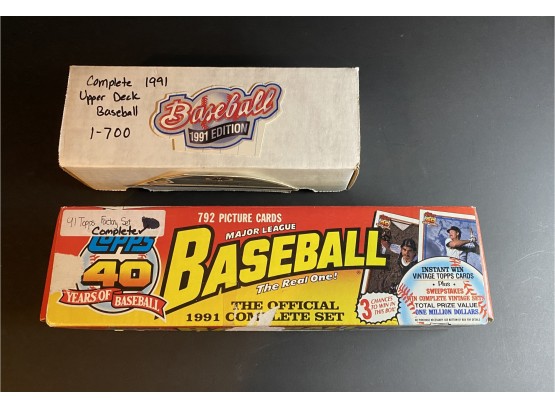 91 Upper Deck Baseball Complete Set- 1-700 And 91 Topps Complete Set