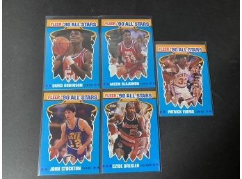 (5) 90's Fleer Basketball Cards