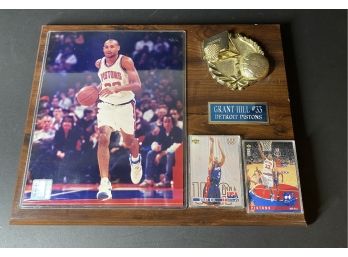 Grant Hill Photo And Cards On Plaque