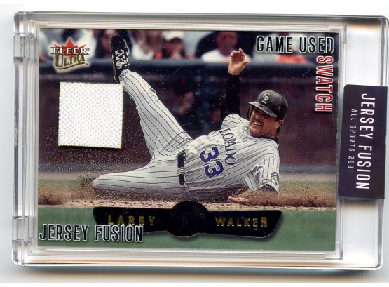 Larry Walker Jersey Fusion All Sports 2021 Edition Authentic Player Worn Swatch And Original Trading Card