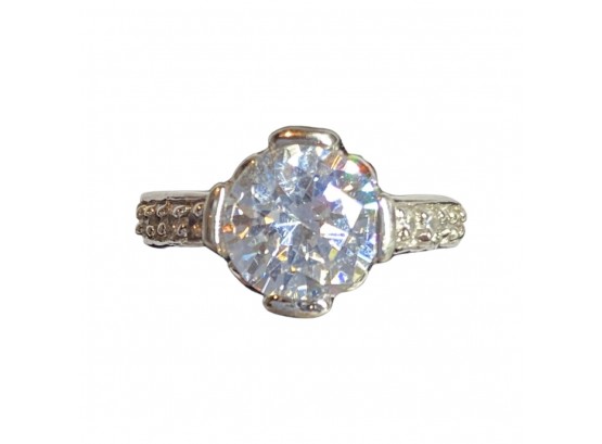 Silver Ring W/ Gemstone-Size 6, 4.59g