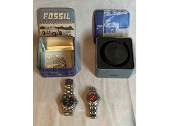 2 Men's Fossil Watches With Boxes