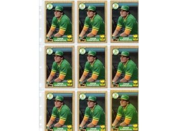 1987 Topps - JOSE CANSECO #620 - All-Star Rookie - Oakland Athletics (18 Cards) - Excellent Condition