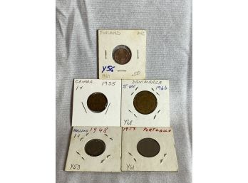 Coins From Portuguese, Finland, Denmark, Holland, And Canada