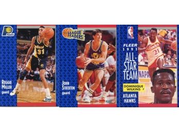 1991 Fleer Basketball Card Lot-Charles Barkley, Hakeen Olajuwon, Patrick Ewing, Dominique Wilkins, John Stockt
